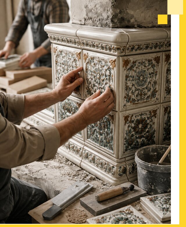 Изразцовые камины под ключ в Кимрах: проект и монтаж