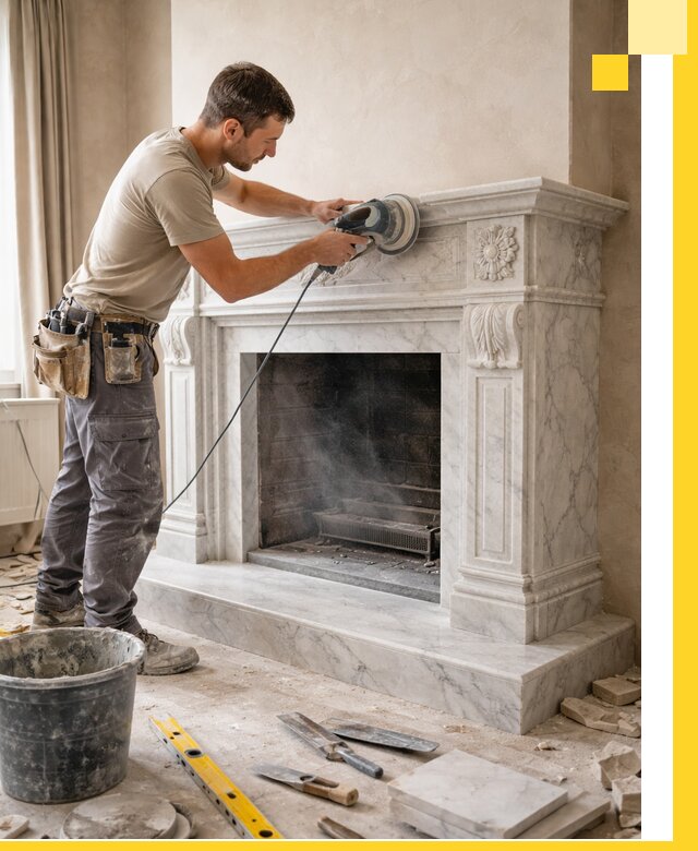 Изготовление и установка мраморных каминов в Кимрах под ключ