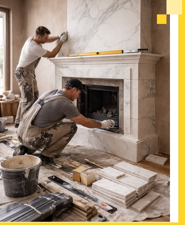 Отделка каминов в Кимрах качественные облицовочные работы