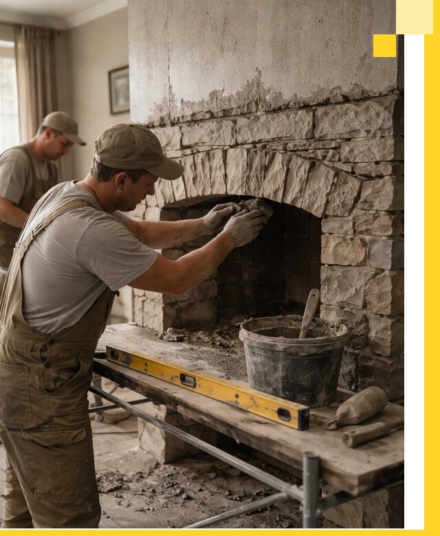 Изготовление каминов под ключ в Кимрах, монтаж и отделка