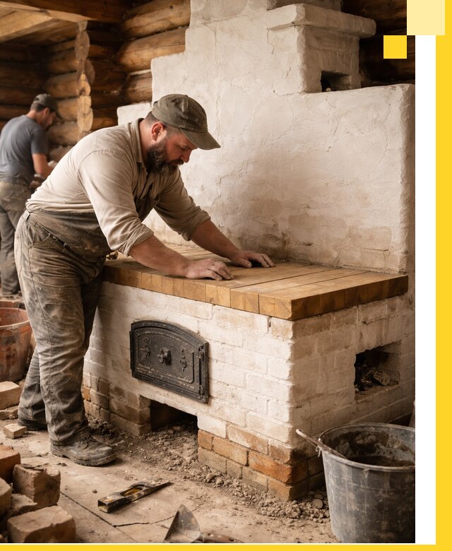 Проектирование и установка русской печи с лежанкой в Кимрах