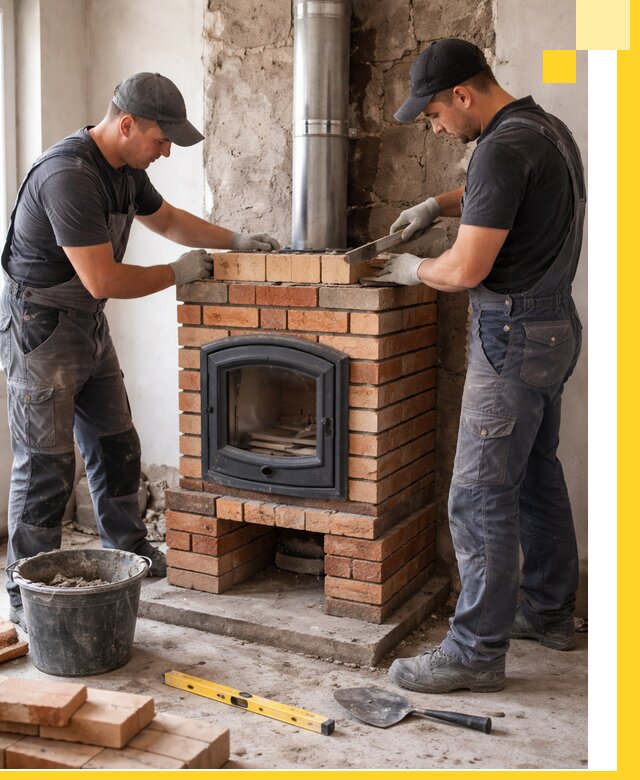 Монтаж печи камина под ключ в Кимрах с гарантией и пусконаладкой