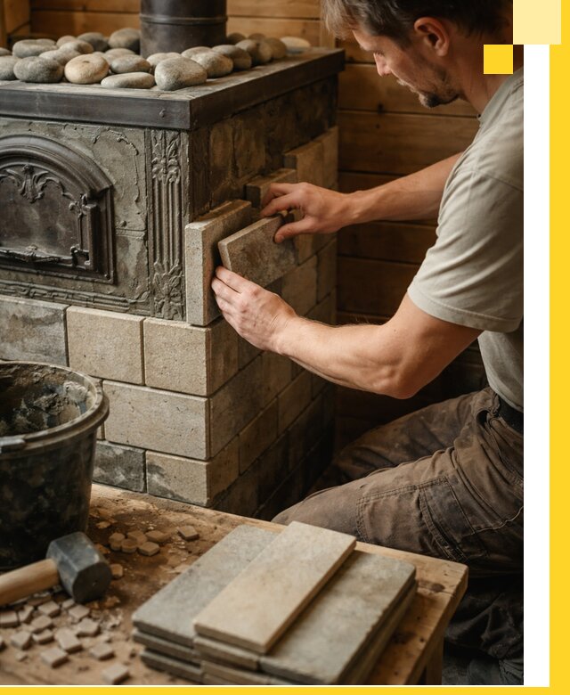 Облицовка банных печей в Кимрах профессиональная отделка