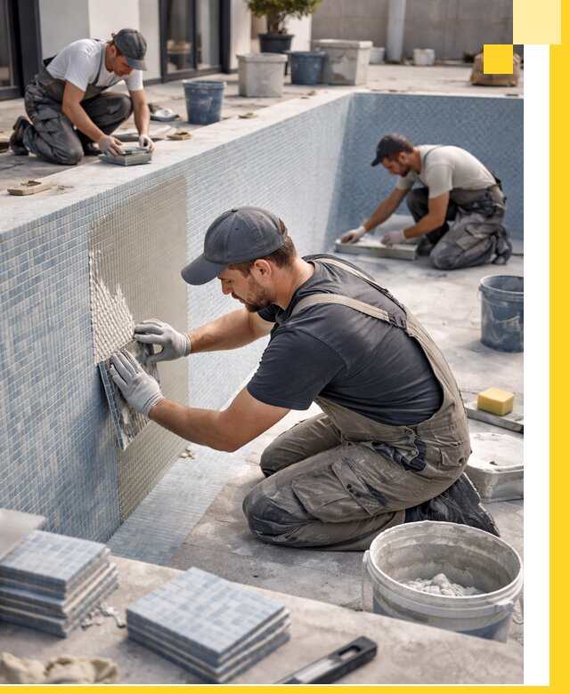 Облицовка бассейнов в Кимрах плитка мозаика гидроизоляция