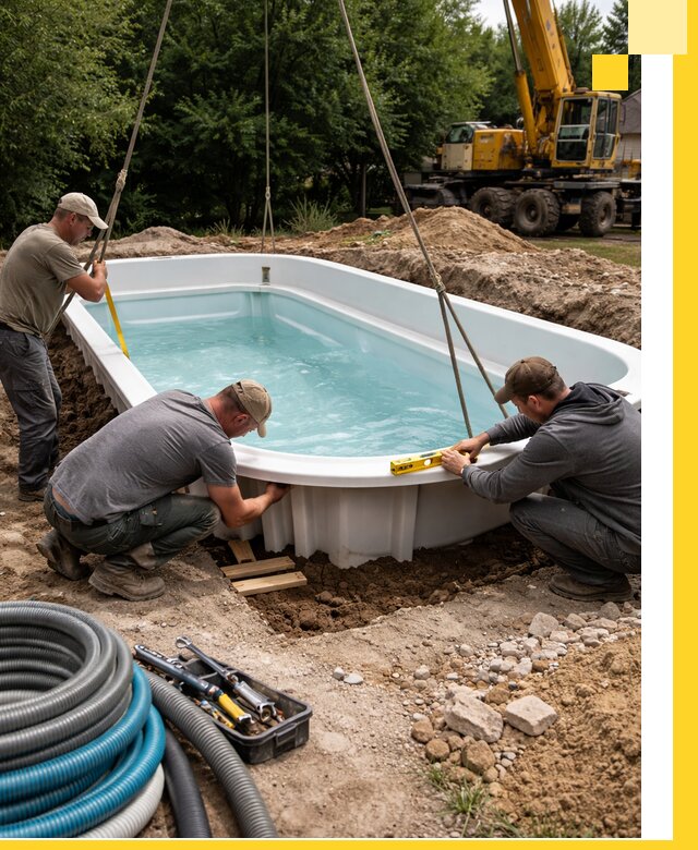 Установка и монтаж композитных бассейнов под ключ в Кимрах