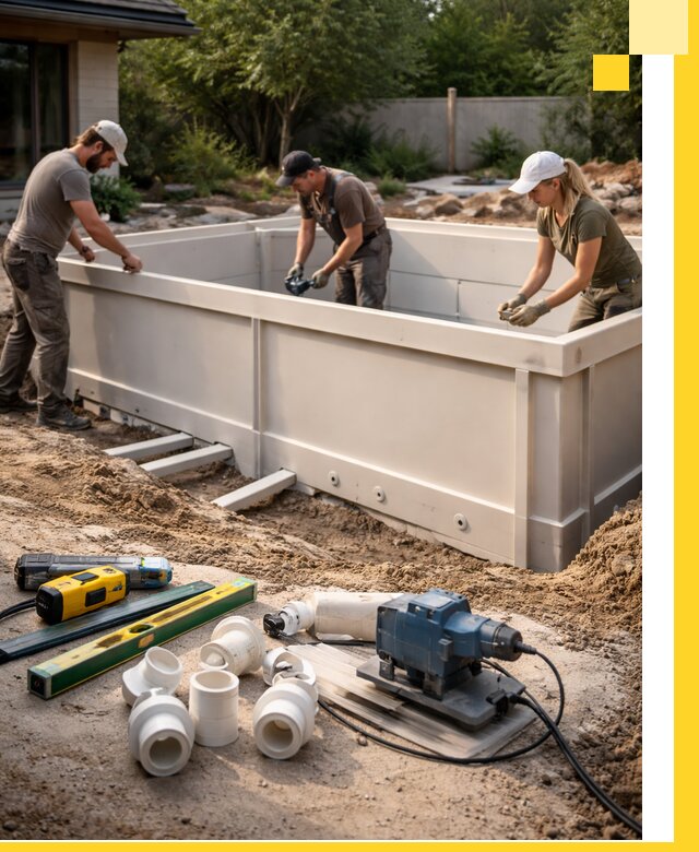 Установка полипропиленовых бассейнов под ключ в Кимрах