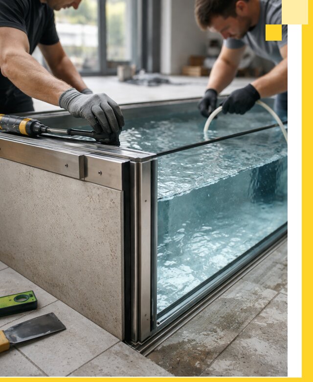 Проектирование и монтаж стеклянных бассейнов в Кимрах