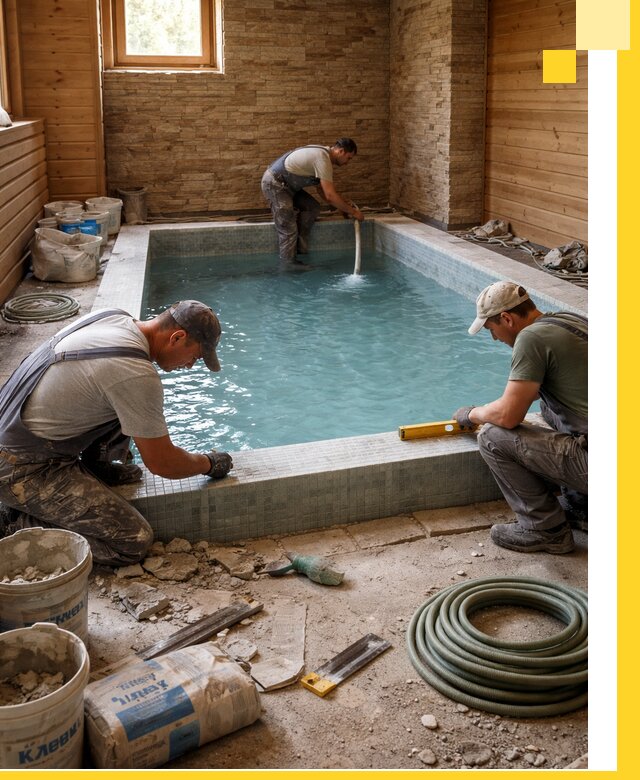 Проектирование и строительство бассейнов для бани в Кимрах