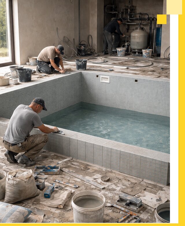 Строительство и монтаж бассейнов в помещении в Кимрах