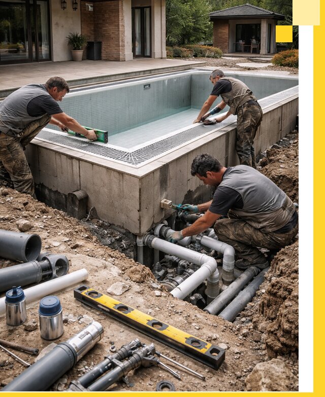 Строительство переливных бассейнов в Кимрах под ключ