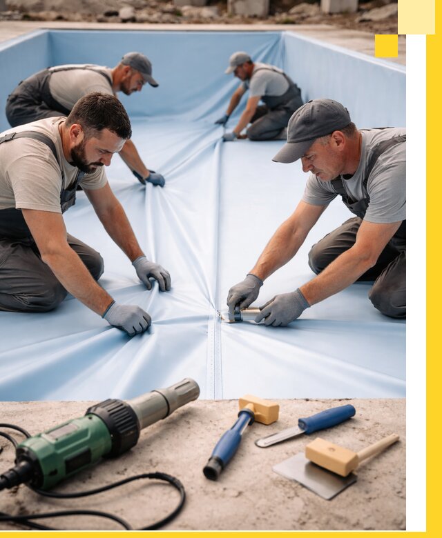 ПВХ пленка для бассейнов с монтажом и гарантией в Кимрах