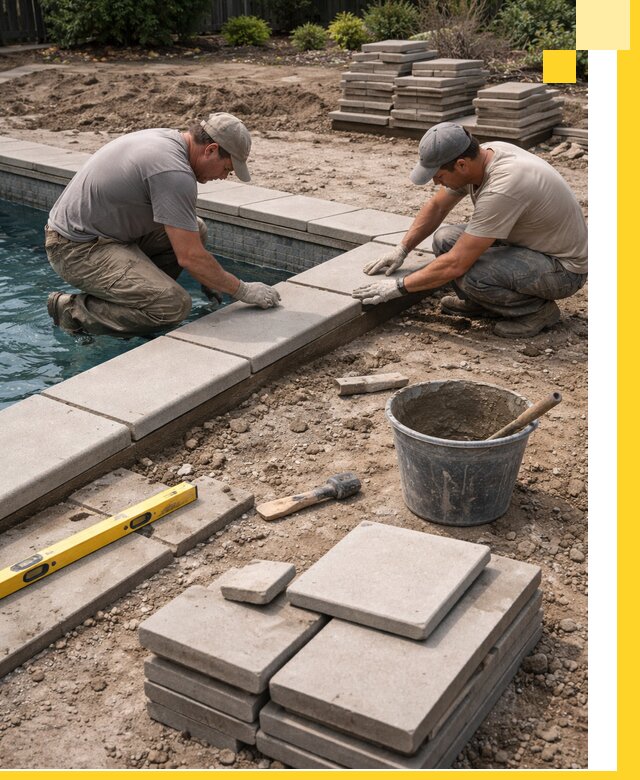 Установка и изготовление копингового камня для бассейнов в Кимрах