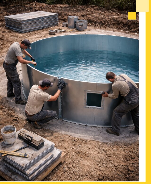 Круглые бассейны под ключ в Кимрах проектирование и монтаж