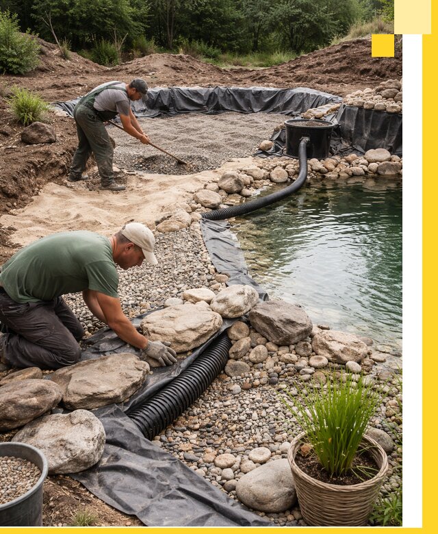 Строительство природных бассейнов и озер в Кимрах под ключ