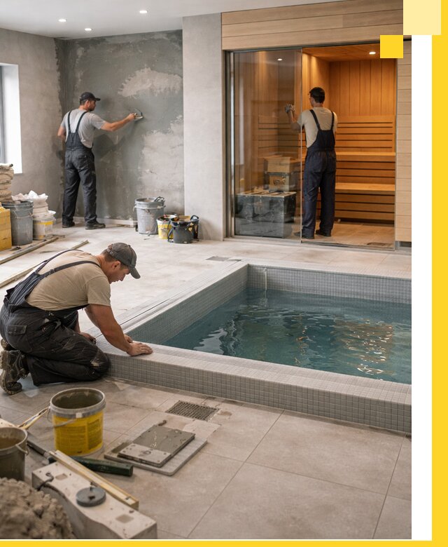 Проектирование и строительство сауны с бассейном в Кимрах