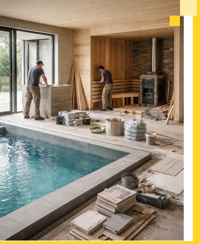 Проектирование и строительство бань с бассейном в Кимрах