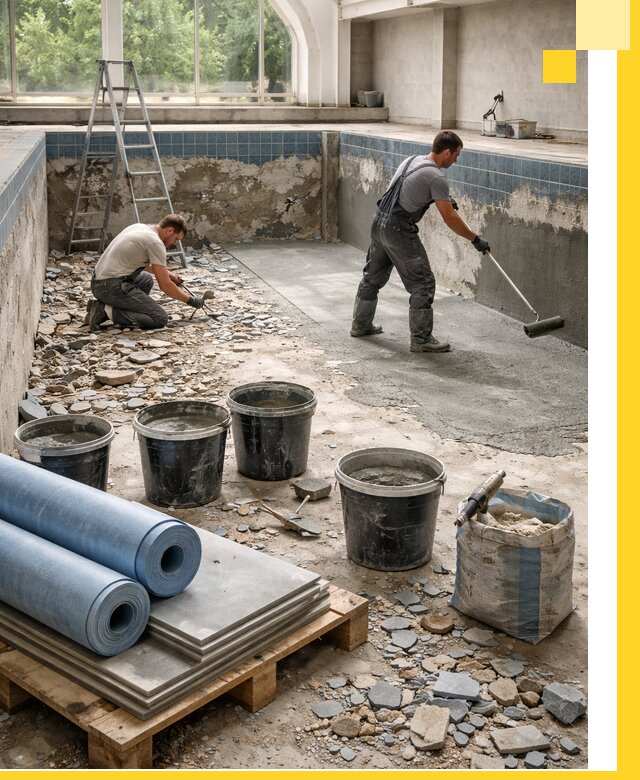 Реконструкция бассейнов в Кимрах: ремонт, гидроизоляция