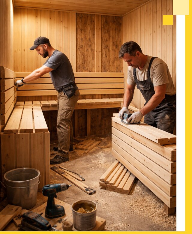 Профессиональный комплексный ремонт саун под ключ в Кимрах