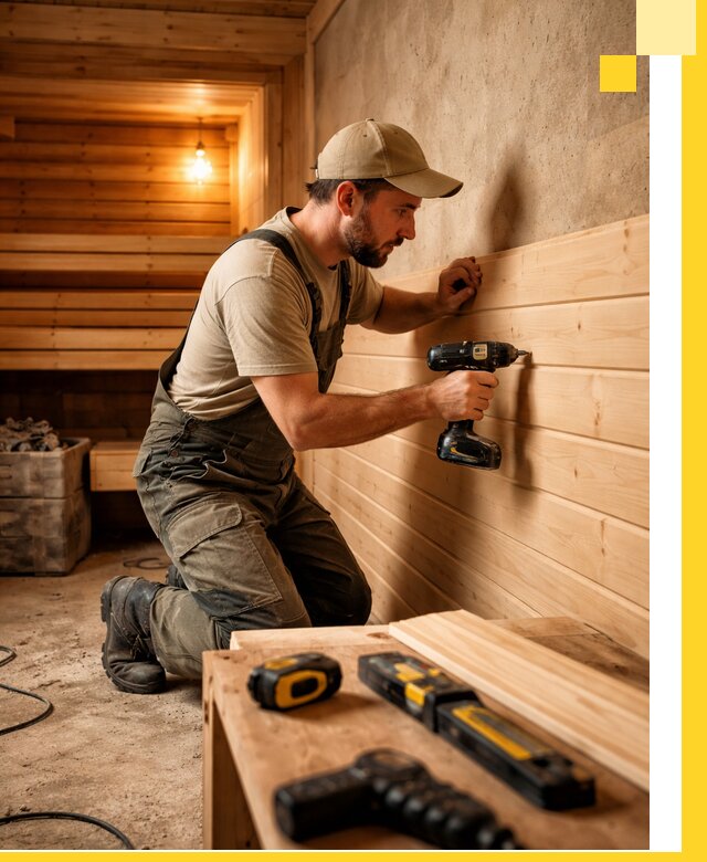 Профессиональная внутренняя отделка бани в Кимрах под ключ