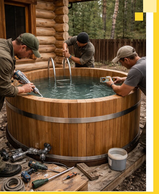 Строительство бань с купелью под ключ и отделкой в Кимрах