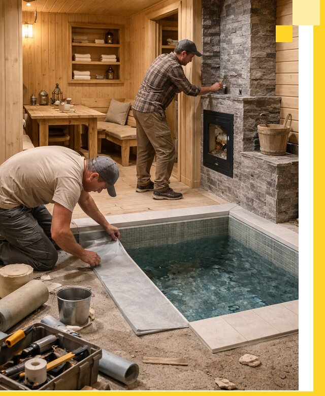 Строительство бань с комнатой отдыха под ключ в Кимрах