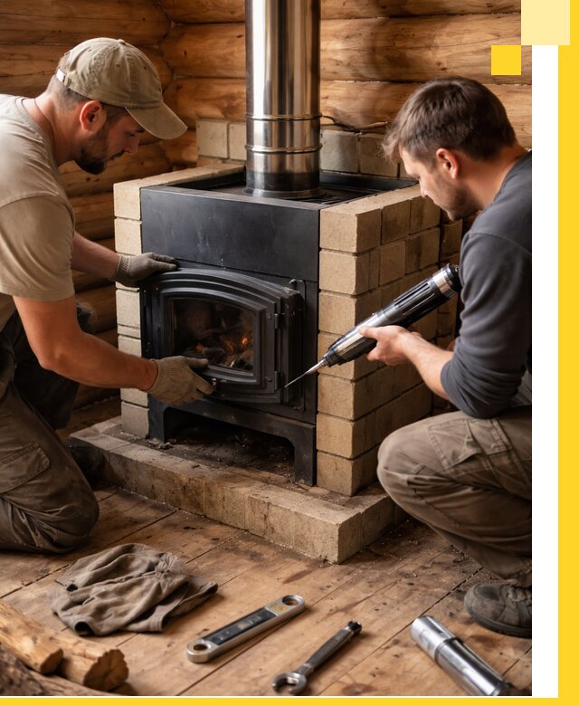 Монтаж и установка печи в бане под ключ с гарантией в Кимрах