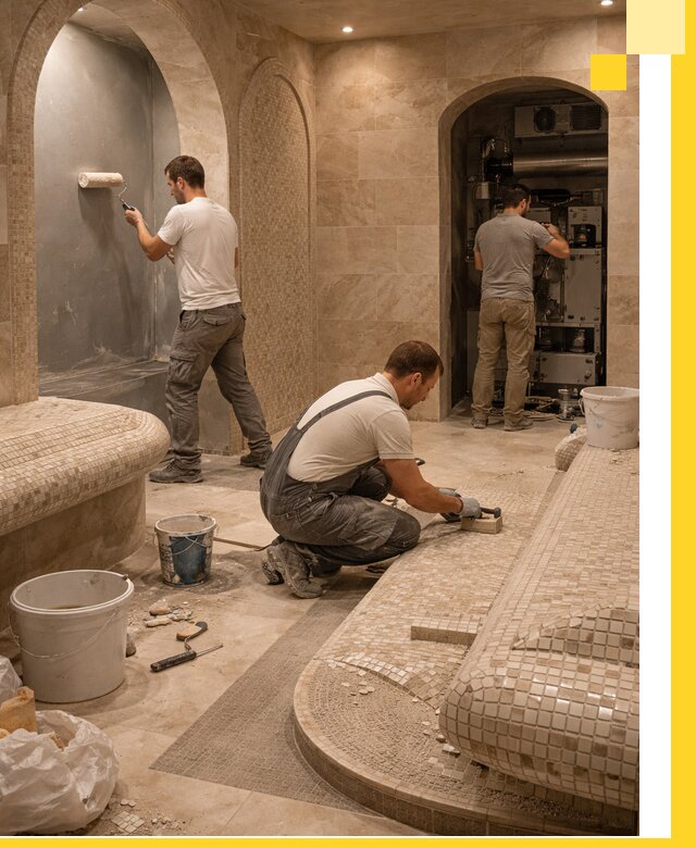 Строительство бани с хамамом и бассейном под ключ в Кимрах