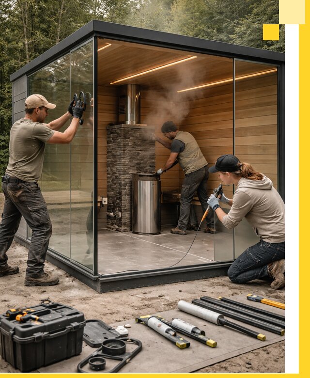 Проектирование и строительство стеклянных бань в Кимрах