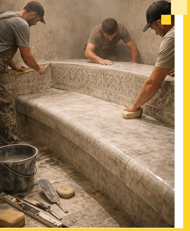 Изготовление и установка сидений для хамама в Кимрах