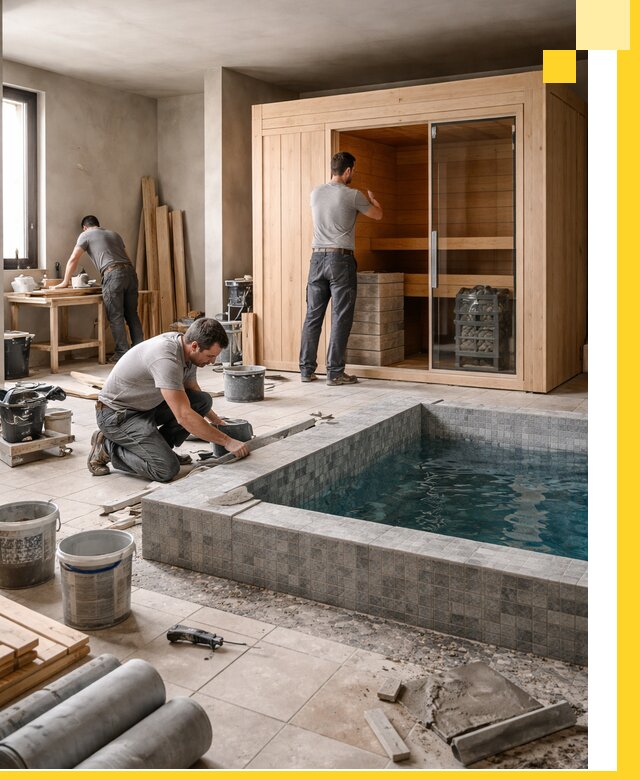 SPA зоны под ключ с бассейном сауной и печью в Кимрах